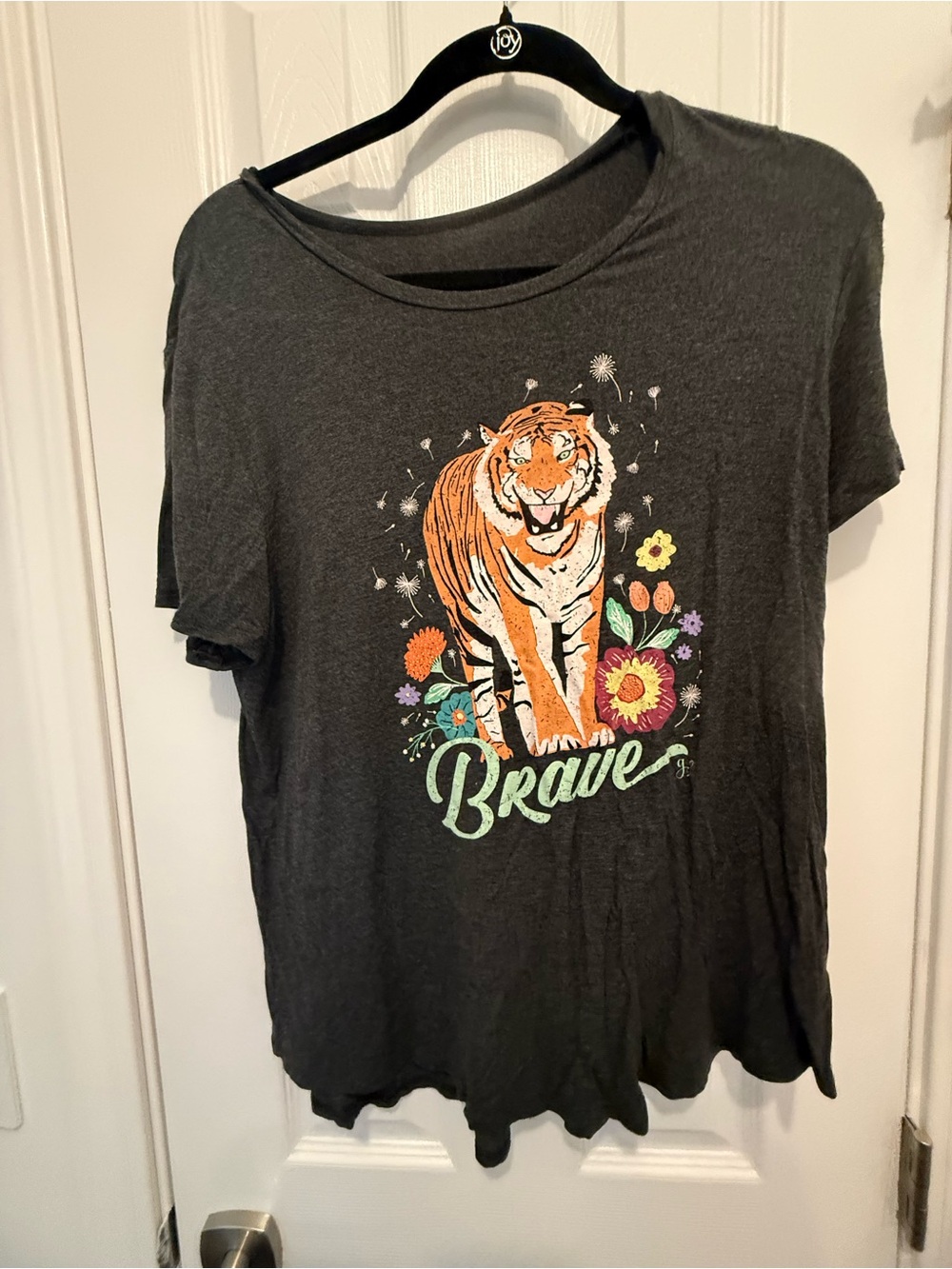 Grace & Lace Brave Tiger Charcoal Tee